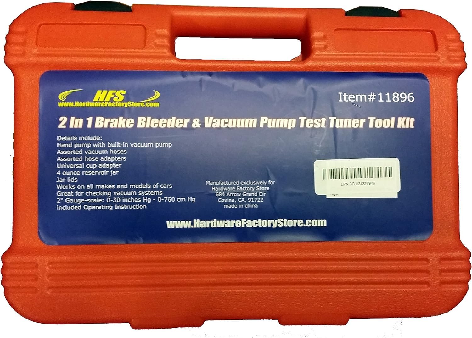 HFS (R 2 in 1 Brake Bleeder Kit Hand held Vacuum Pump Test Set for Automotive with Protected Case - Image 8