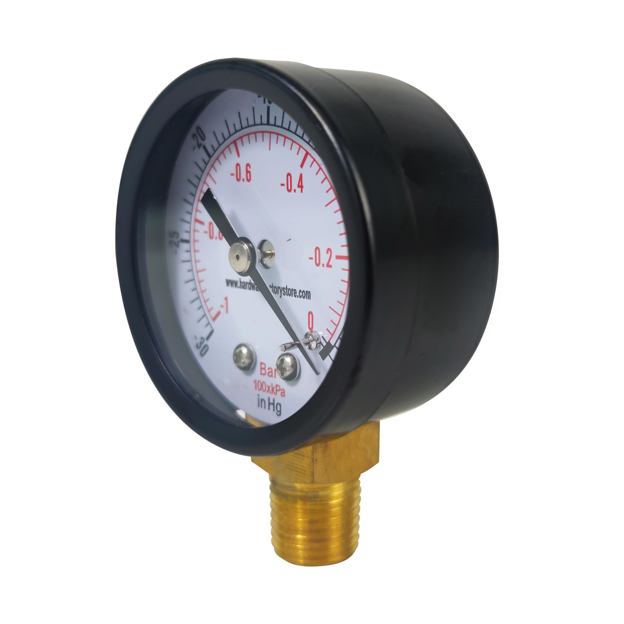 HFS(R) -30 inHg-0 PSI Dry Utility Vacuum Pressure Gauge, Blk.Steel 1/4" NPT Lower Mount, PSI and Bar Dual Scale - Image 6