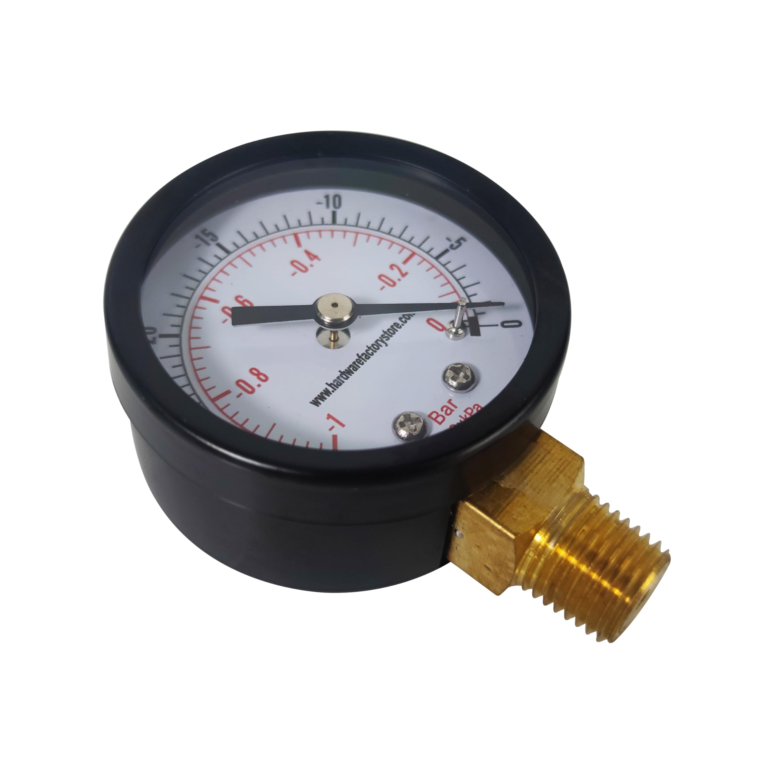 HFS(R) -30 inHg-0 PSI Dry Utility Vacuum Pressure Gauge, Blk.Steel 1/4" NPT Lower Mount, PSI and Bar Dual Scale - Image 7