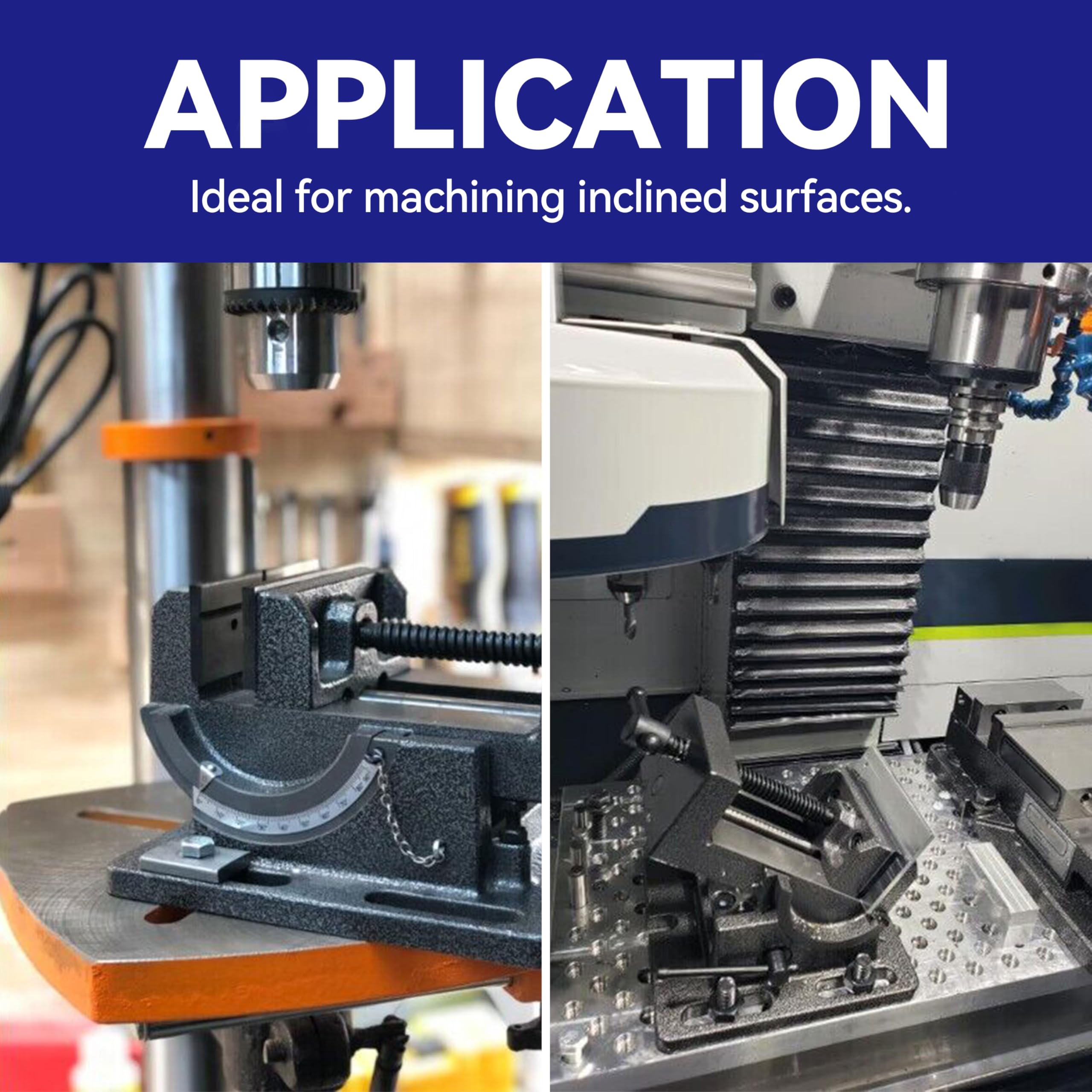 HFS(R) 4-Inch Cast Iron Tilt Angle Drill Press Vise for Drilling, Tapping and Reaming with Angle Settings，4" Jaw Width - Image 4