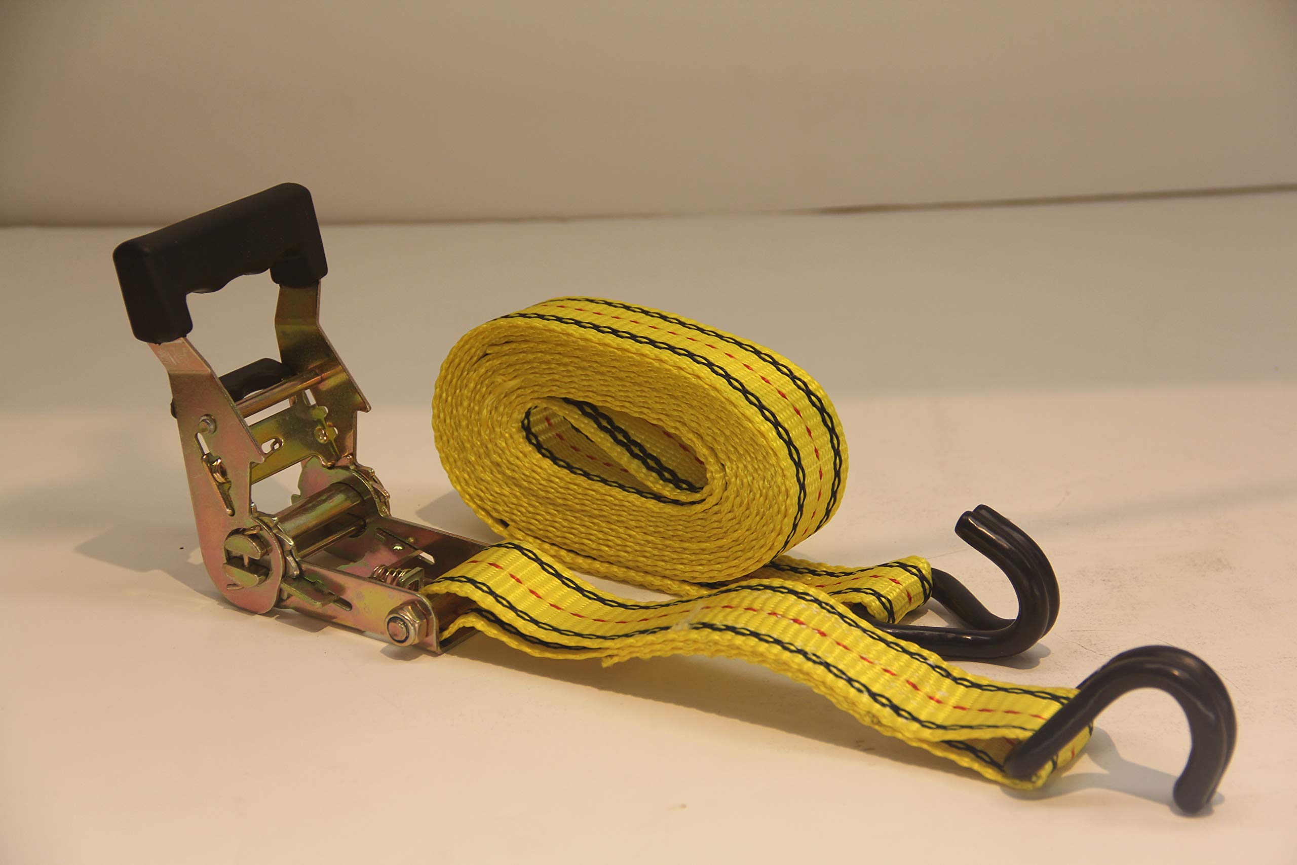 HFS(R) 4PC 1-1/2" x 15 ft Heavy Duty Ratchet Cargo Tie Down Straps 3000lbs Dual J-Hooks (Yellow) - Image 7