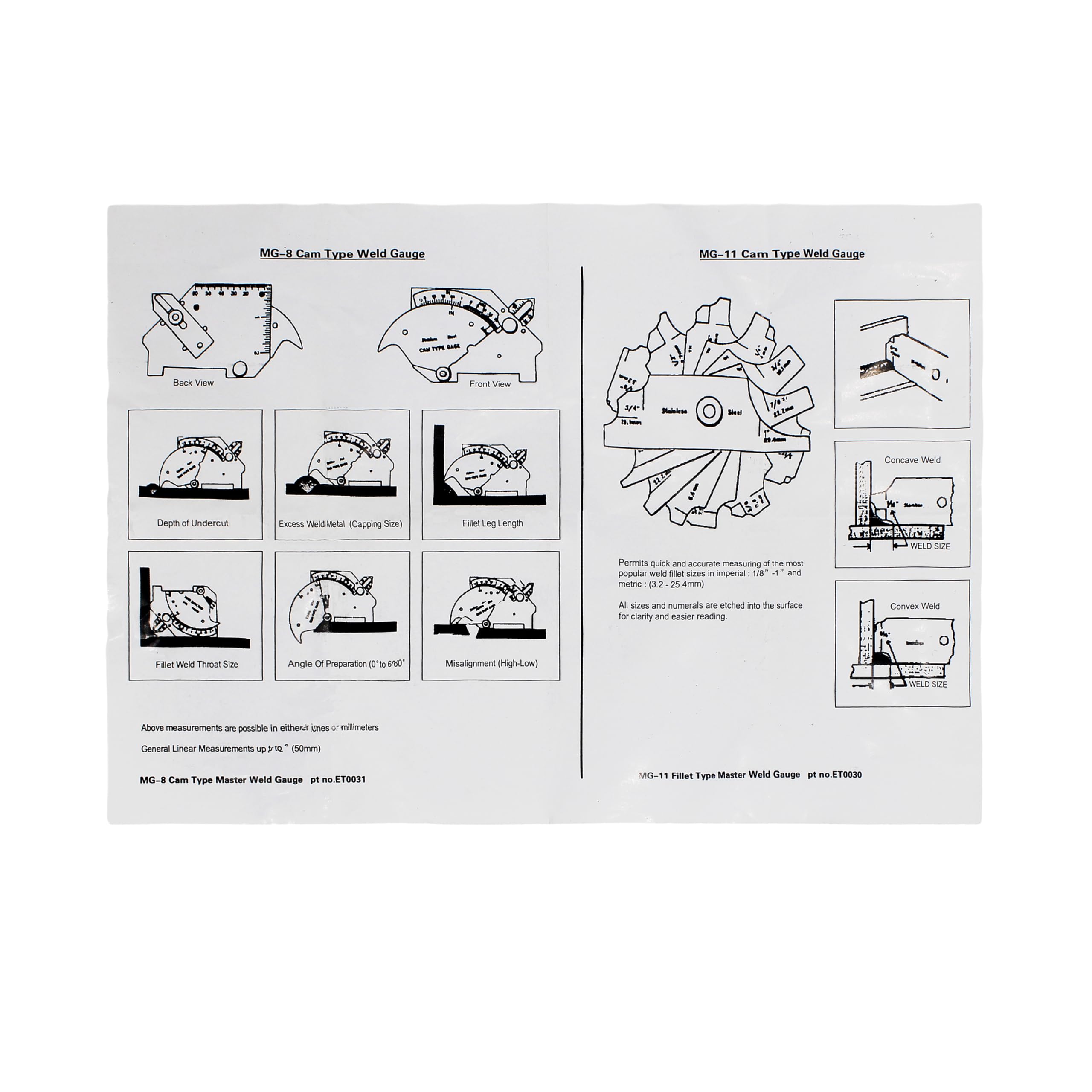 HFS(R) Bridge Cam Gauge Test Ulnar Welding Inspection Gage C-50 Stainless Steel - Image 4