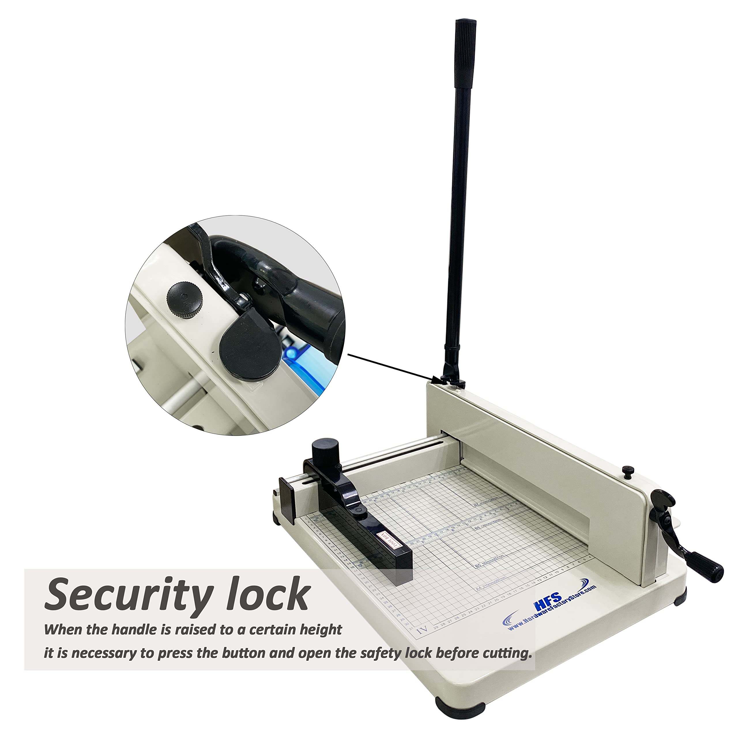 HFS(R) Heavy Duty Guillotine Paper Cutter 400 Sheet Capacity | Solid Steel Construction (A4-12'' Paper Cutter) - Image 5