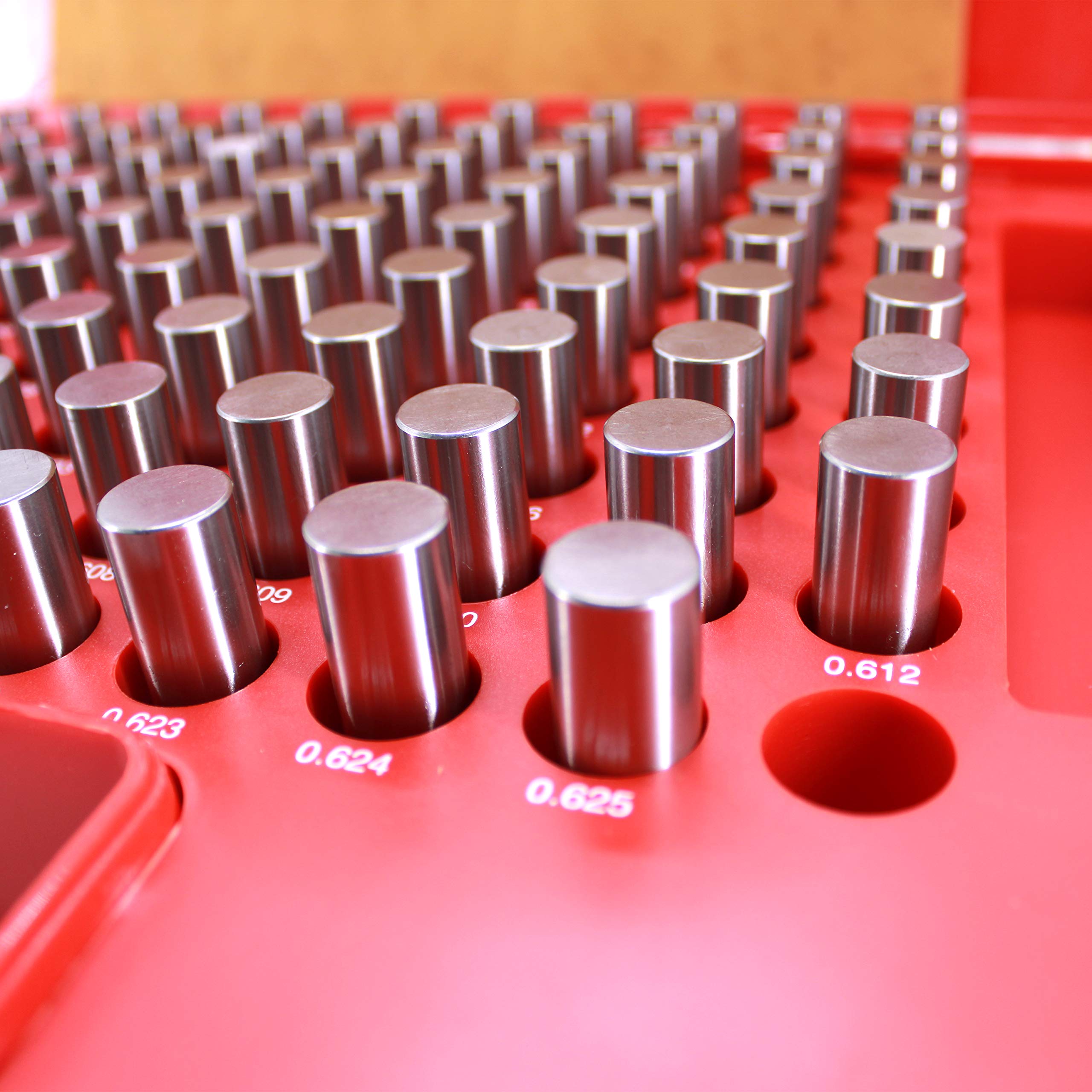 HFS(R) M3 Plus Steel Pin Gage Set with Storage Case for Carpenters and Home Improvement 125PCS 0.501-0.625" - Image 5