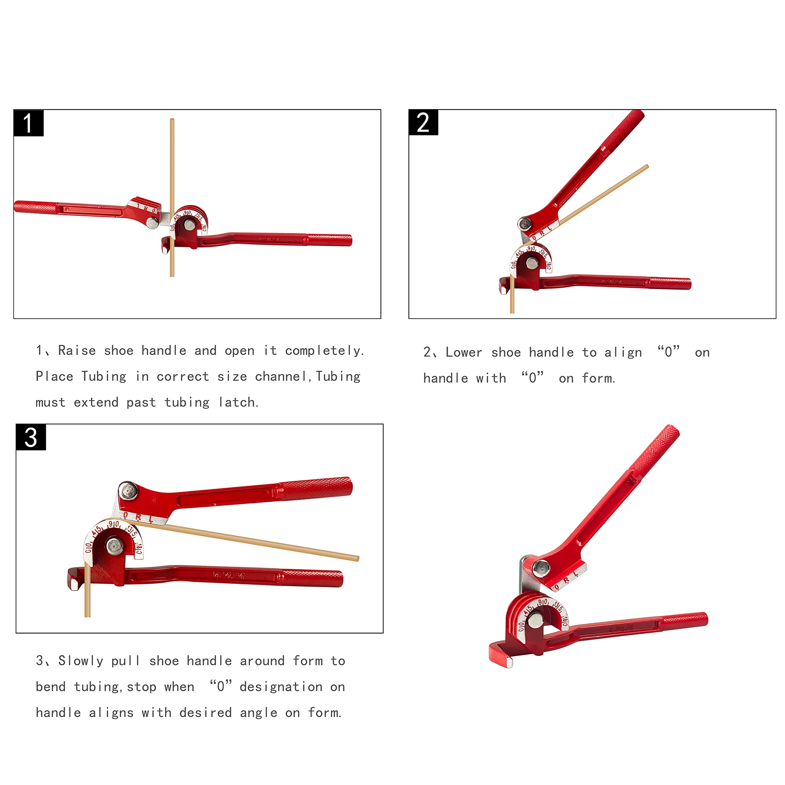 HFS(R) Tube Bender, Tubing Bender 0-180 Degrees Pipe Bender for 1/4 5/16 and 3/8 Inch Copper Aluminum Thin Stainless Steel - Image 5